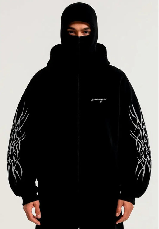 Flaskcard Ninja blacklava  Zip-Up Hoodie for men and Women winterwear Jacket