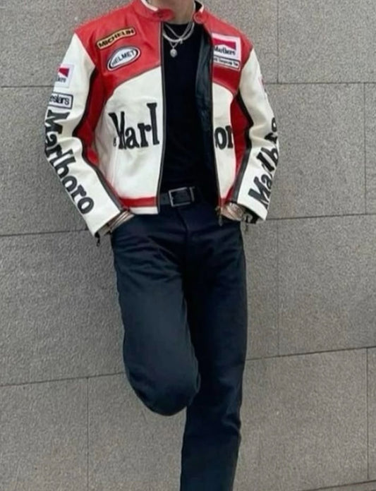 Marlboro Premium Leather Jacket - Vintage Racing Streetwear