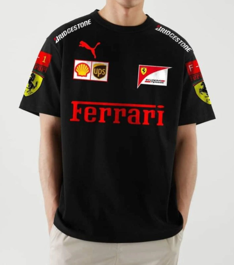 Black Ferrari Racing T‑Shirt – Trending Motorsport Tee