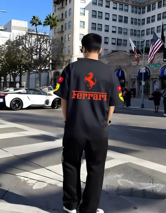 Black Ferrari Racing T‑Shirt – Trending Motorsport Tee