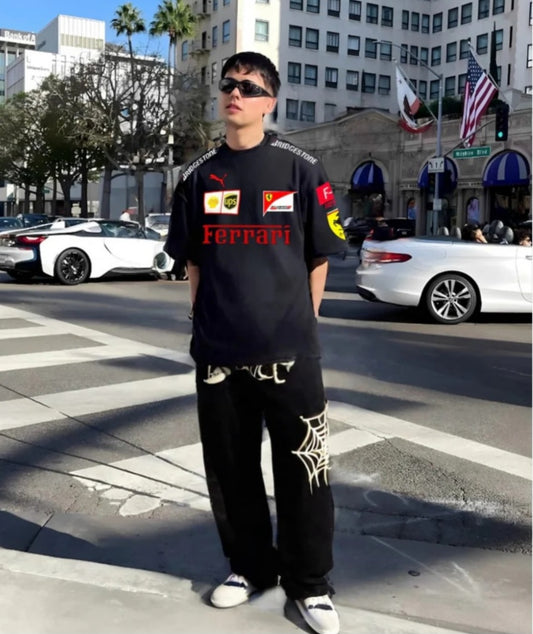Black Ferrari Racing T‑Shirt – Trending Motorsport Tee